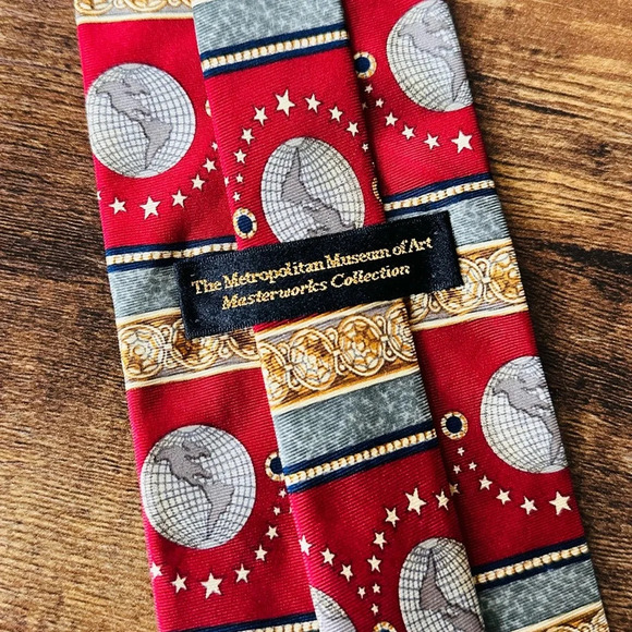 Metropolitan Museum of Art Mens Silk Necktie - Globe & Stars Print - Picture 7 of 8